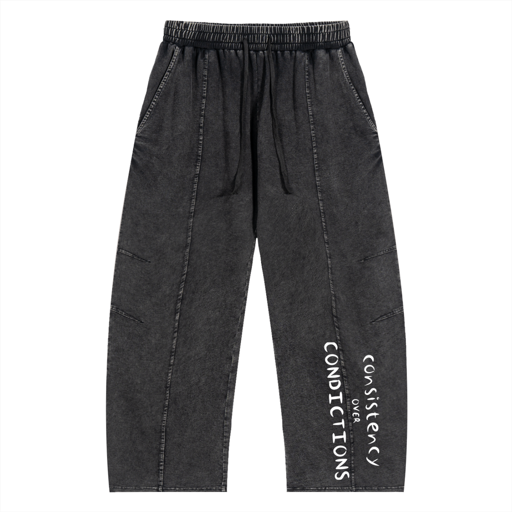 Snow Wash Drawstring Cotton Pants