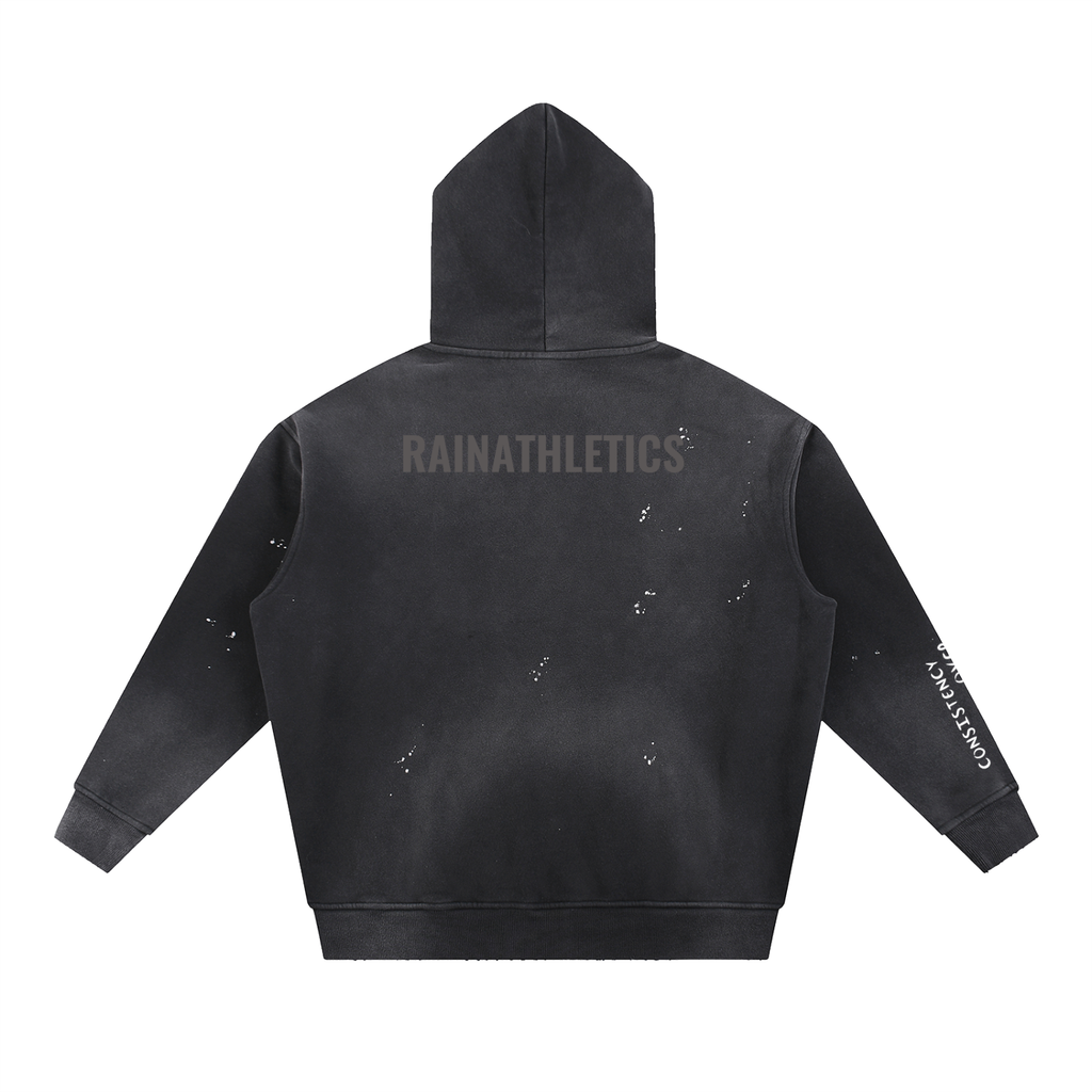 Vintage Washed Frayed Fleece Hoodie