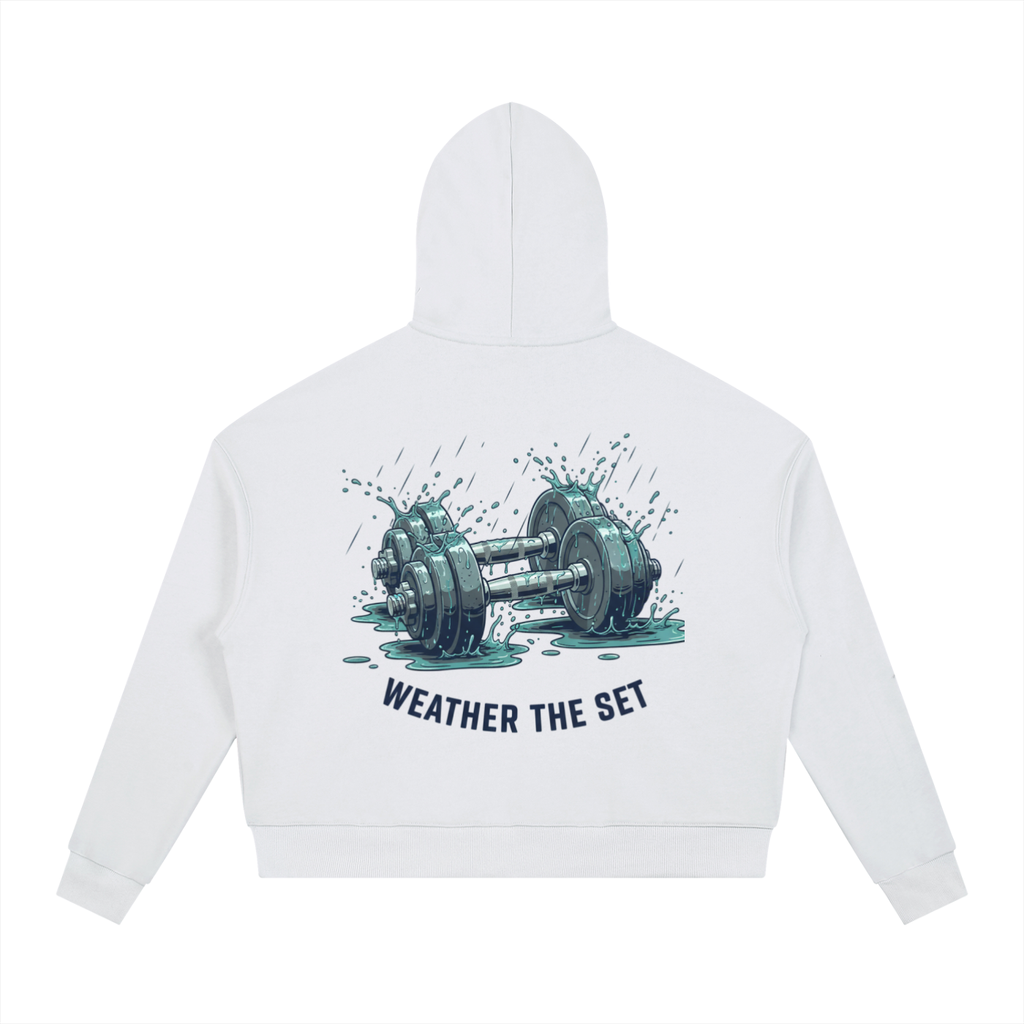 Contrast "WEATHER THE SET" Drawstring Hoodie