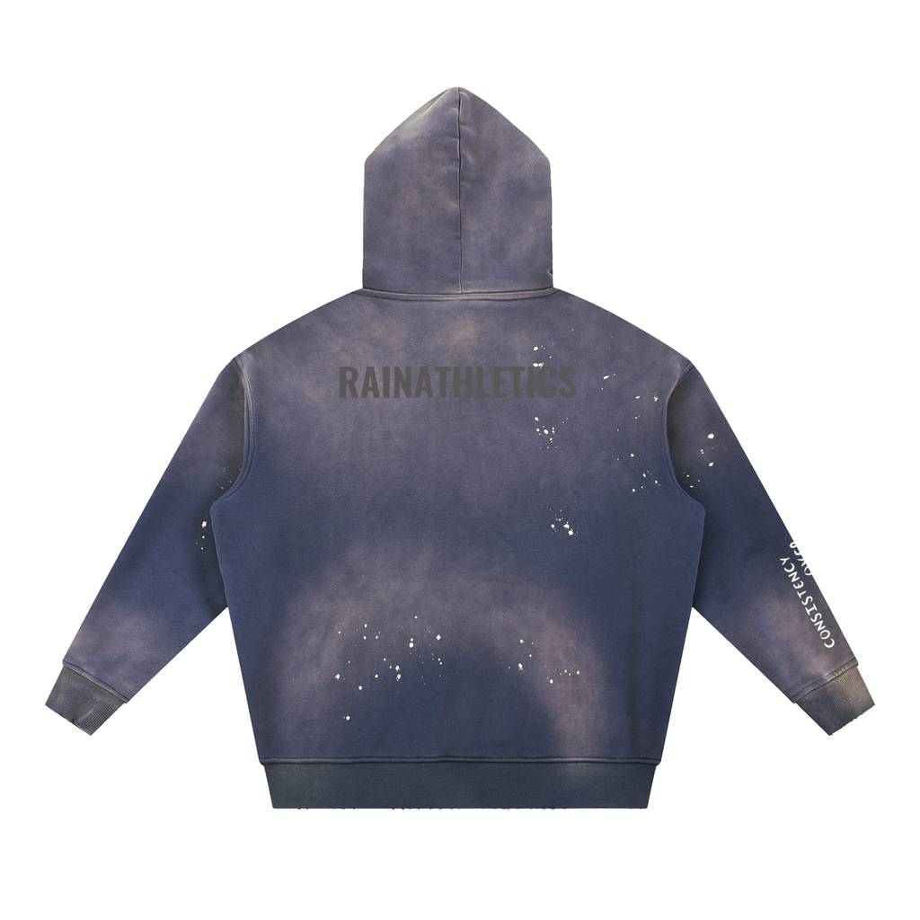 Vintage Washed Frayed Fleece Hoodie