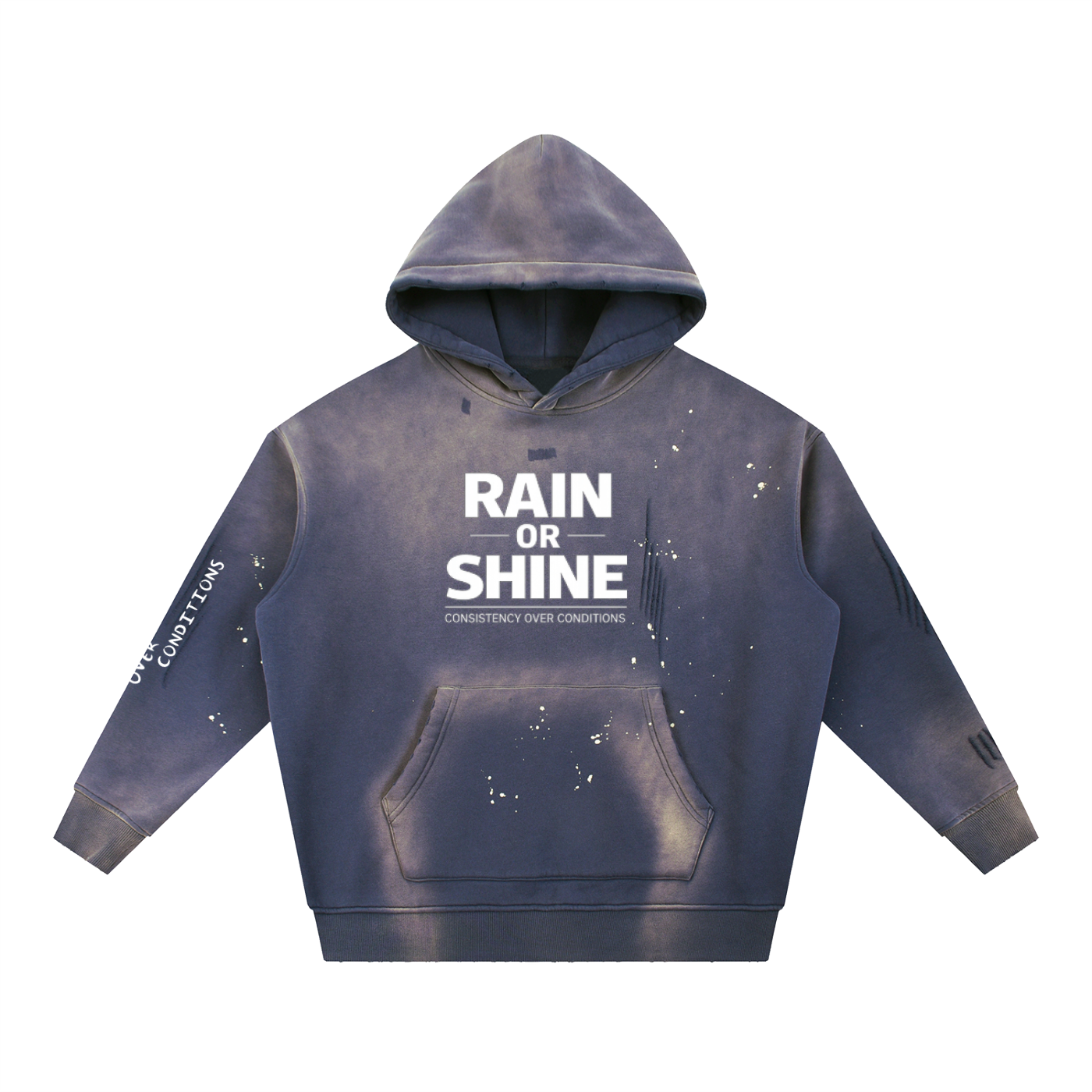 Vintage Washed Frayed Fleece Hoodie