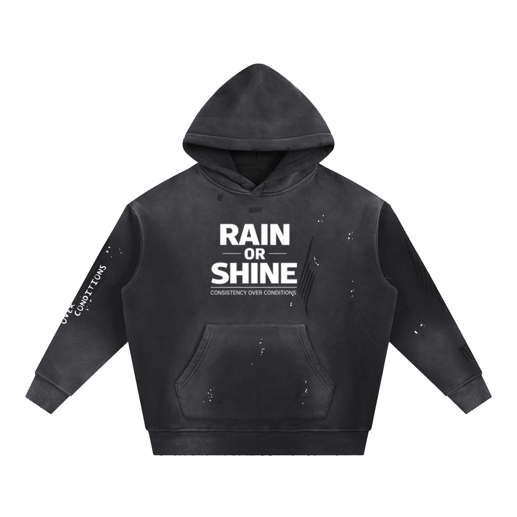 Vintage Washed Frayed Fleece Hoodie