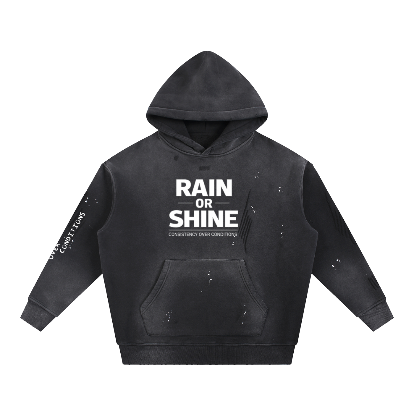 Vintage Washed Frayed Fleece Hoodie